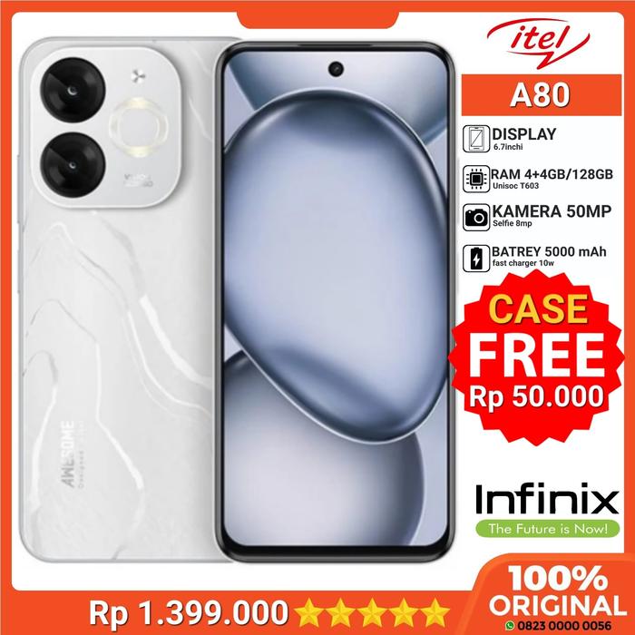 Gambar ITEL A80 WHITE RAM 4GB+4GB/128GB RESMI - Putih dari KINGTEL undefined Tokopedia