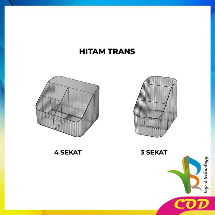 Gambar [COD] RB K189 Organizer Kosmetik Rak Make Up Transparan / Tempat Remote AC TV HP Desk Storage / Rak Sekat Kotak Penyimpanan Kosmetik Alat Tulis Serbaguna - HITAM TRANS, 4 SEKAT dari RB TOYS AND TECHNOLOGY undefined Tokopedia