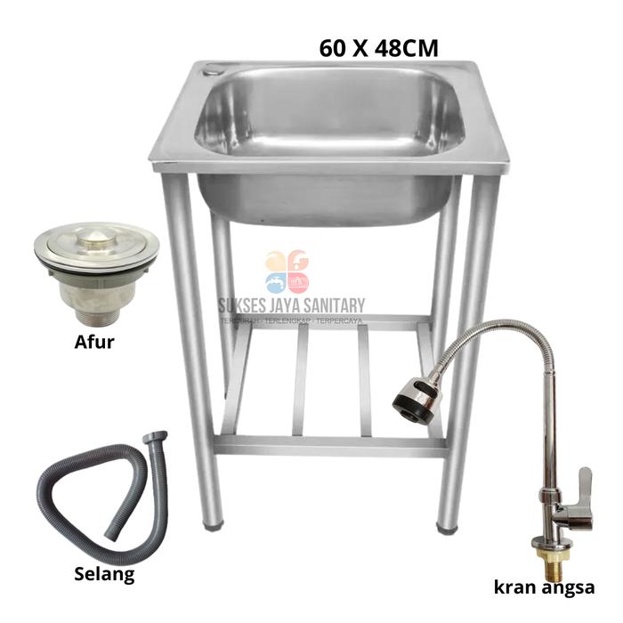 Gambar Paket Lengkap Wastafel cuci piring meja Kitchen Sink cuci piring tempat cuci piring stainless Set Keran Kran Wastafel bak cucipiring stainless sus 304 wastafel dapur wastafel sink kitchen - 60*48CM KRAN dari Sukses Jaya Sanitary undefined Tokopedia