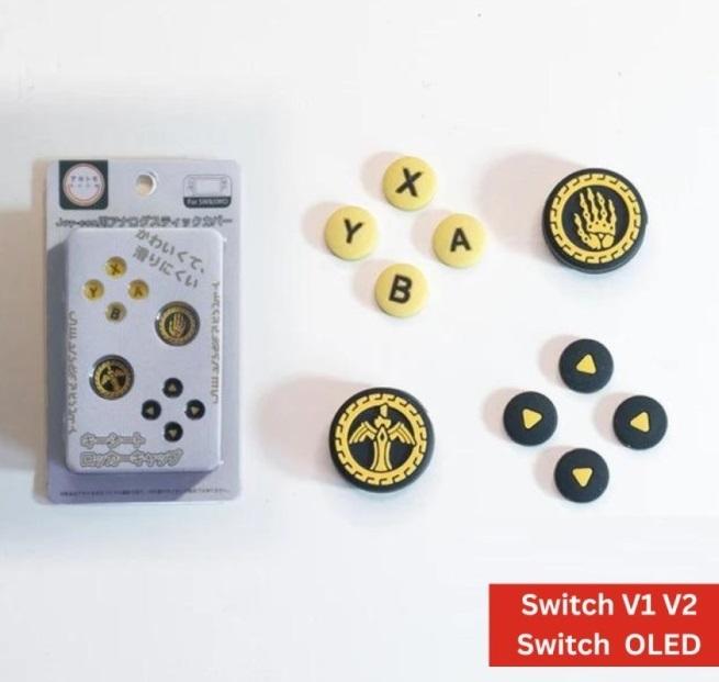 Gambar IINE Nintendo Switch V1 V2 OLED Joycon D-Pad ABXY Button Cover Plus Thumb Grip Analog Cap - ToTK Black Yell dari waroengame M2SQ undefined Tokopedia