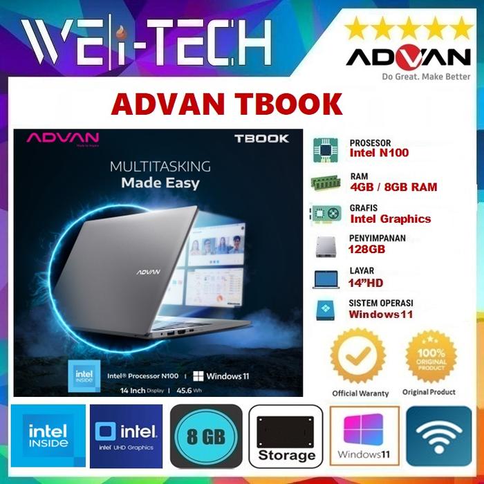 Laptop ADVAN TBOOK Intel N100 8GB 128GB 14