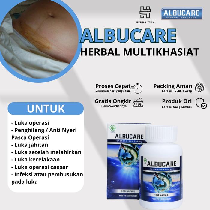 Gambar Obat Herbal luka cepat kering Luka Bernanah Pasca Operasi Caesar Pengering Luka Jahitan Caesar Albucare Kapsul Kutuk Ikan Gabus Albumin dari Herbalthy Store undefined Tokopedia