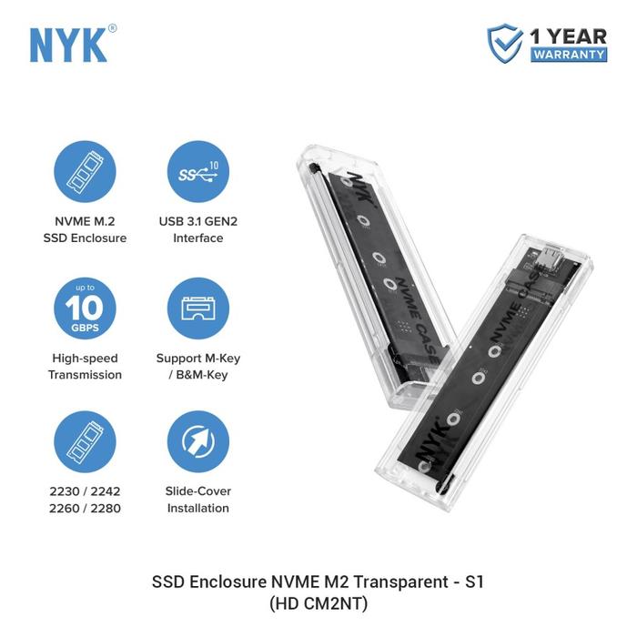 Jual Case SSD Nvme M2 NYK S1 Casing SSD Enclosure Nvme Transparan