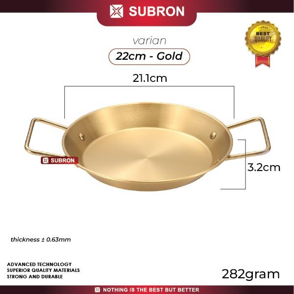 Gambar SUBRON Flat Wok Wajan Korea Piring Saji 22 Cm Stainless Gold Silver - Gold dari Home Electro undefined Tokopedia