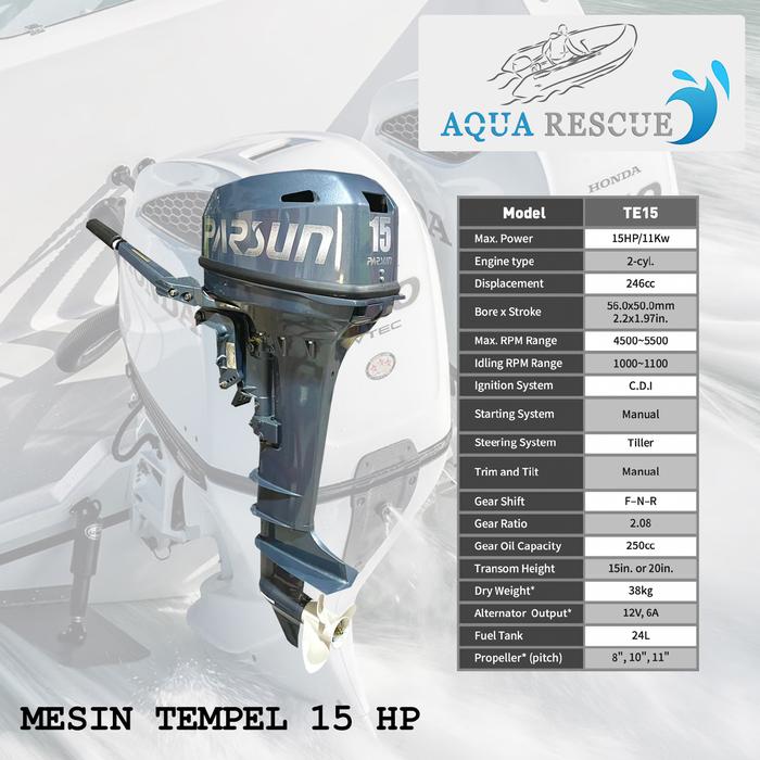 Gambar Mesin Tempel Perahu Motor Outboard Merk Parsun 15 PK 2 Tak dari AQUA RESCUE undefined Tokopedia