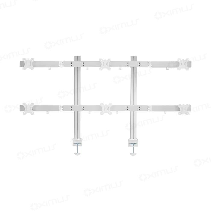 Gambar Oximus D600 Bracket meja jepit untuk 6 monitor 17" - 32" dengan bahan aluminium untuk kebutuhan HEAVY DUTY  dan dilengkapi dengan penjepit ganda yang stabil, sistem rel geser, dan penyesuaian monitor independen untuk tampilan yang mulus - D600, Seller dari Abditama Official undefined Tokopedia
