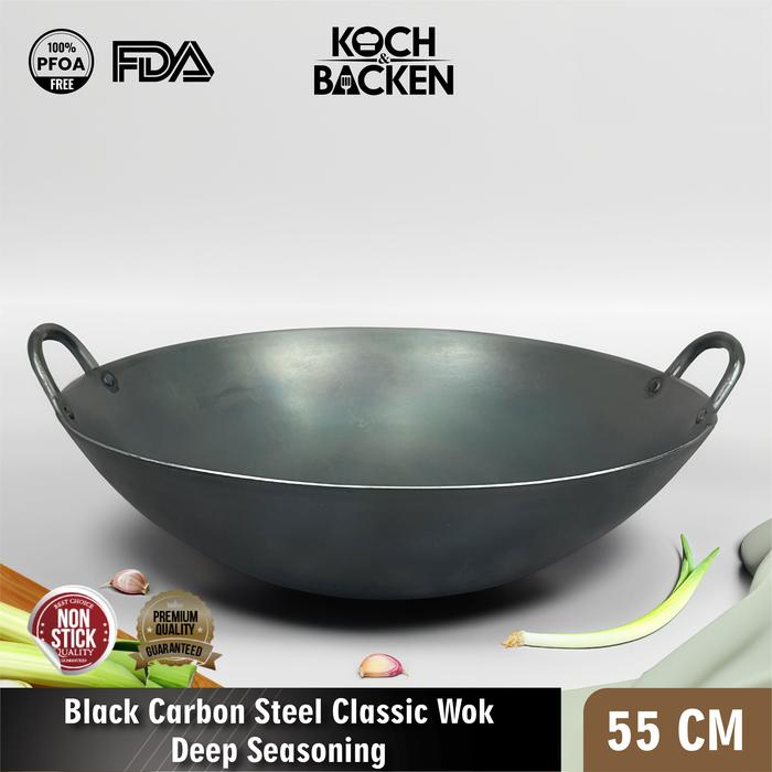Gambar KOCH&BACKEN Black Carbon Steel Classic Wok 55cm Wajan Baja Size Besar - Deep Seasoning dari Koch&Backen undefined Tokopedia