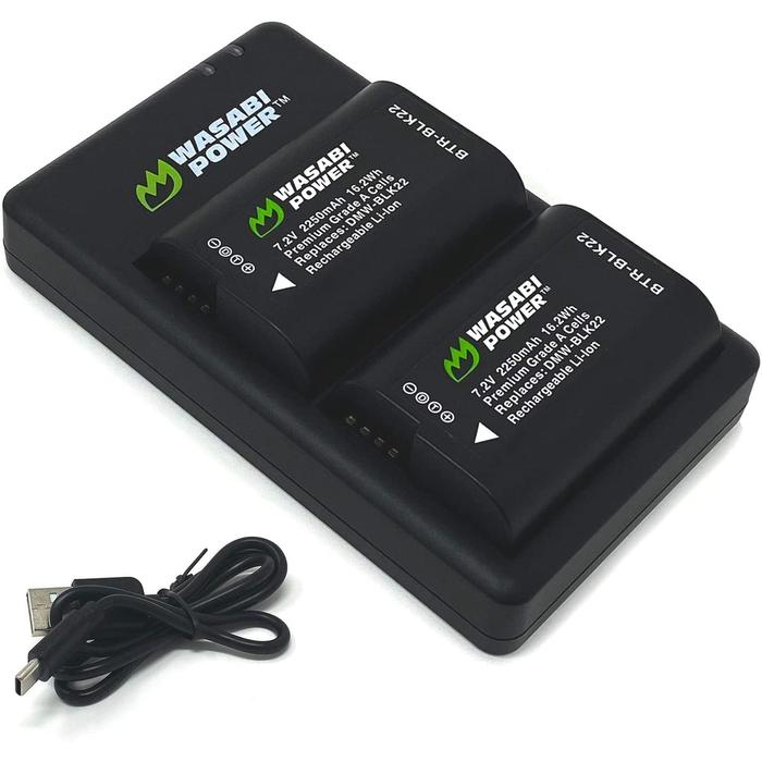 Power Battery Charger for untuk Panasonic DMW-BLK22 BLK22 Baterai Lumix  DC-S5 DCS5 DC-S5KK DCS5KK S5 S5KK S5ii GH5ii GH6 BTC15 Wasabi Baterai SJS 