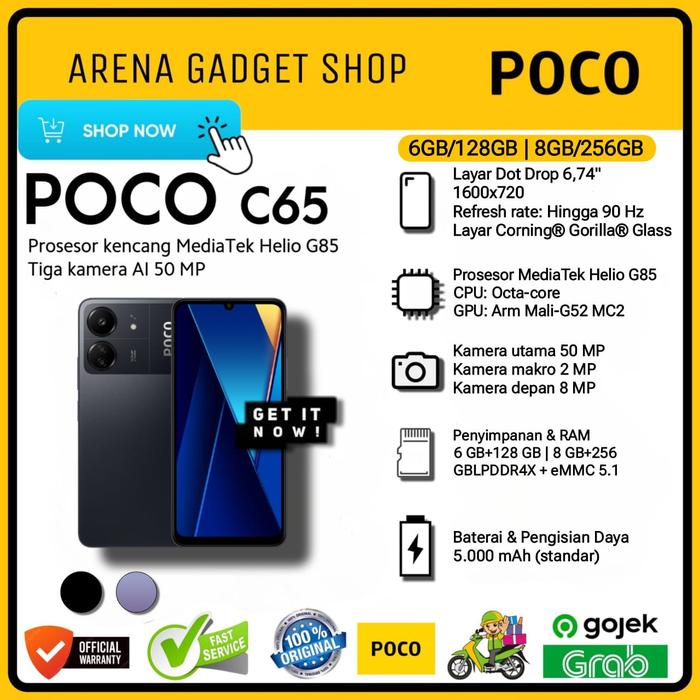 Gambar Poco C65 Ram 6/128Gb 8/256Gb AI Kamera New Garansi Resmi Xiaomi POCOPHONE C 65 - Black, Ram 8/256GB dari ArenaGadgetShop undefined Tokopedia