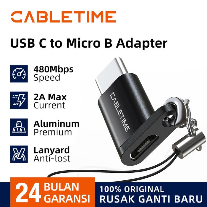 Gambar CABLETIME Adapter OTG USB C USB-C to Micro USB 480Mbps Female Aluminum Adapter Converter Data Transfer Portable CP72 CP75 - CP72 Black dari CABLETIME Medan undefined Tokopedia