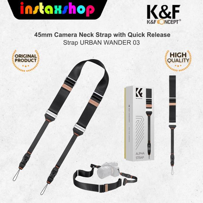Gambar K&F Concept  Neck Strap 45mm with Quick Release Camera Adjustable Shoulder Sling Strap KNF KF13.132 - Black dari Instaxshop undefined Tokopedia