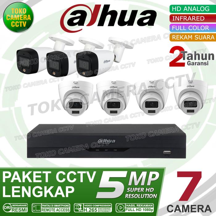 Jual PAKET CCTV DAHUA 5MP DUAL LIGHT AUDIO FULL COLOR CHANNEL