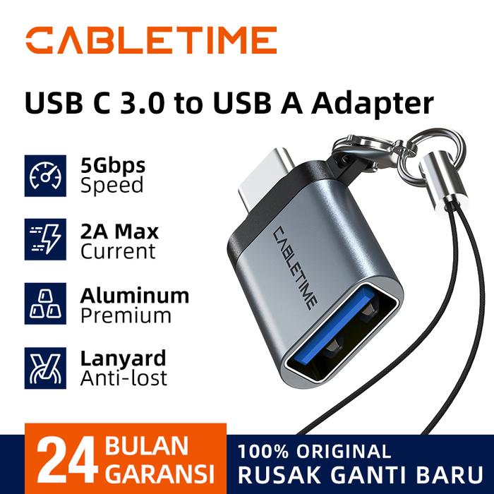 Gambar CABLETIME Adapter OTG USB C USB-C to USB 3.0 5Gbps Female Aluminum Adapter Converter Data Transfer Portable CP71 CP81 CP76 -  CP71 Grey dari CABLETIME Medan undefined Tokopedia