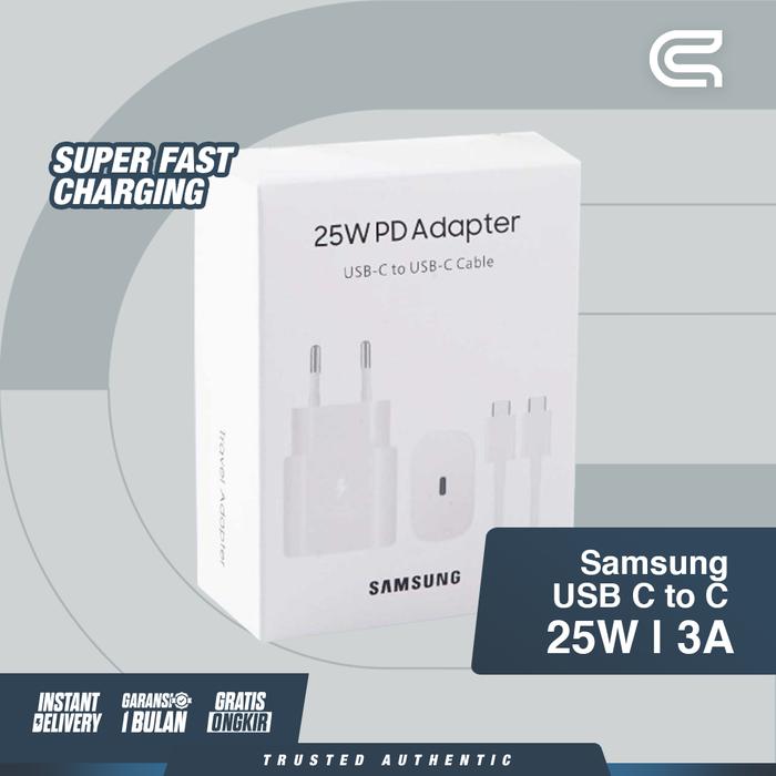 Gambar SAMSUNG SUPER FAST CHARGING TYPE C 25 WATT PUTIH C TO C ORIGINAL dari Cuankabel undefined Tokopedia