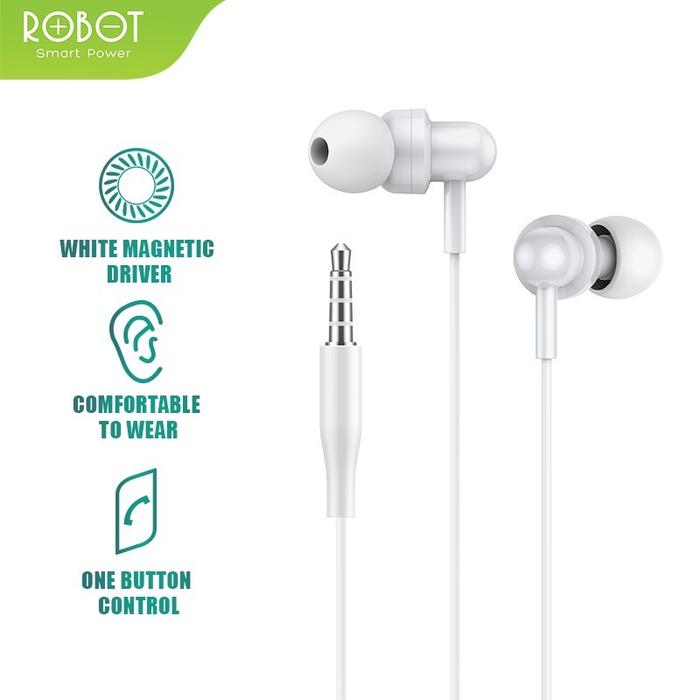 Gambar Earphone Robot RE20 Oblique In-Ear Deep Bass Ultra Light Wired - Putih dari Starcomp Solo undefined Tokopedia