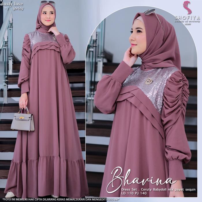 Gambar Gamis Wanita Murah Bhavina Dress Pesta Original Shofiya Hijab - Dusty Lave dari Shofiya Official Store undefined Tokopedia
