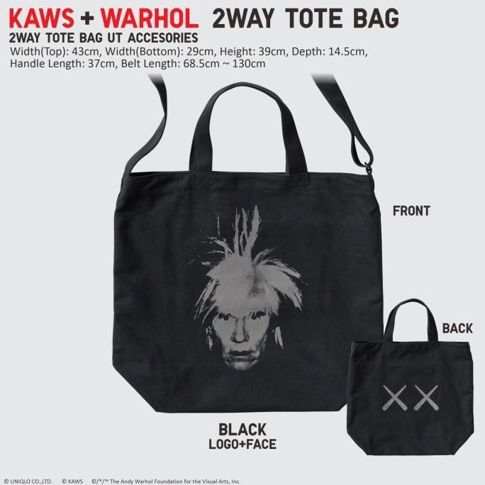 Gambar Best Kaws Warhol UT 2Way Tote Bag UNIQLO Kaws + Andy Warhol Tas Selempang Katun Best Quality - Black dari Pura Vida Store undefined Tokopedia
