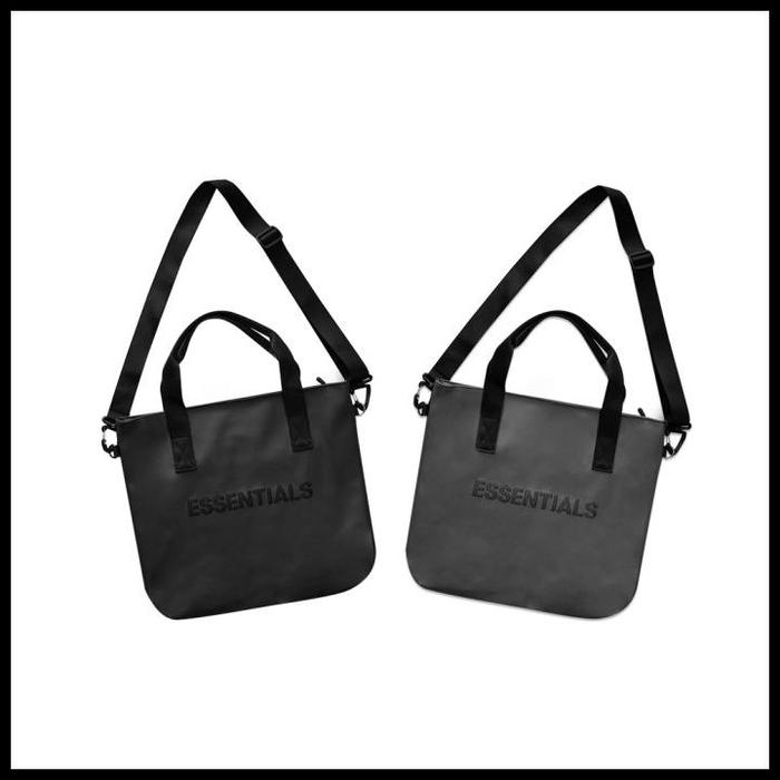Gambar Fog Essentials Solid Text Two-Way Tote Bag 100% Original - Dark Grey dari mariobellen shop undefined Tokopedia