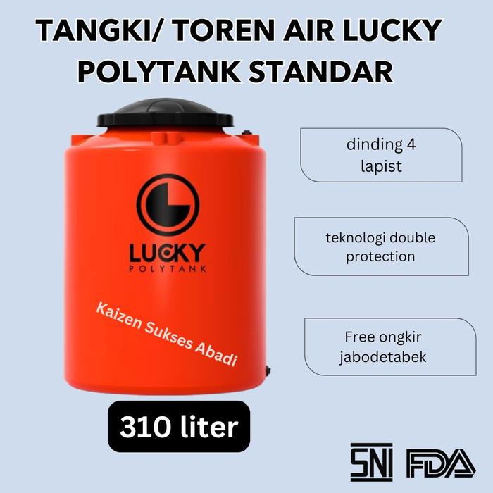 Gambar Tandon tangki toren air atas plastik merek lucky luki polytank standard LS 310 300 350 liter  bergaransi free gratis ongkir termurah terdekat di jakarta bogor depok tangerang bekasi jabodetabek dari Kaizen Sukses Abadi undefined Tokopedia