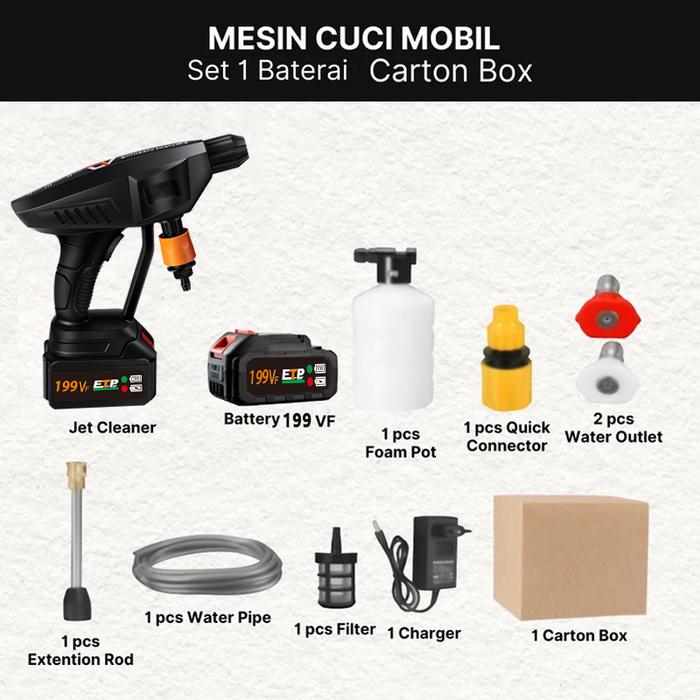 Gambar Mesin cuci mobil 199V Alat Steam Cuci Motor Mobil Alat Semprot Alat - - 199V + Baterai dari kyleplusis undefined Tokopedia