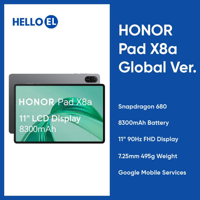 Gambar HONOR Pad X8a Global Version Snapdragon 680 11" 8300mAh GMS Android Tablet - 4GB/128GB dari Hello El Official undefined Tokopedia