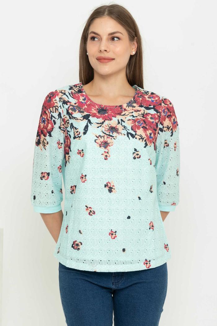 Gambar *Ready Stok* SISTER'S - Atasan Katun Kombi Kaos Y6311 (ZE) - Biru, 3L dari Sisters Fashion Group undefined Tokopedia