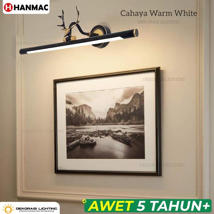 Gambar Lampu lukisan dinding hias 44cm 57cm minimalis classic kijang kuningan - Panjang 57cm, Warm White dari DEKORASI LIGHTING undefined Tokopedia