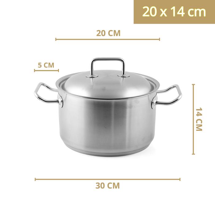 Gambar Panci Stainless Steel 304 BIMA Chef de Cuisine Saucepot Induksi 3-Ply Bottom - 20 x 14 cm dari Bima Cookware - My Choice undefined Tokopedia