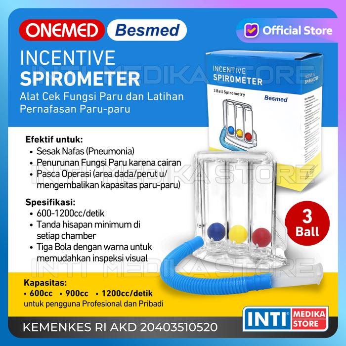 Gambar ONEMED BESMED - Alat Cek Fungsi dan Latihan Pernafasan Paru-Paru INCENTIVE SPIROMETER 3 Bola 600cc 900cc 1200cc dari INTI MEDIKA STORE undefined Tokopedia