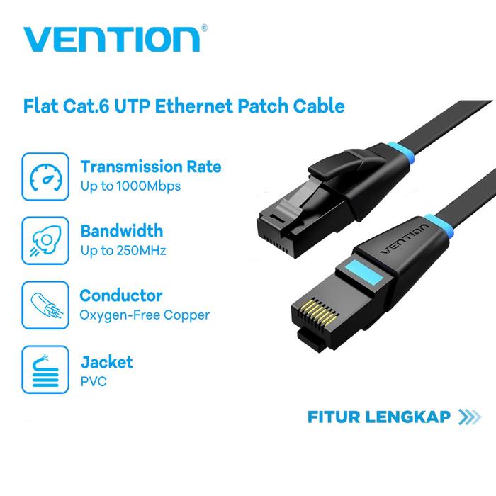 Gambar Vention 25M Kabel LAN RJ45 Cat.6 UTP Ethernet Gigabit - IBJB Flat dari Digital Asia Komputama undefined Tokopedia