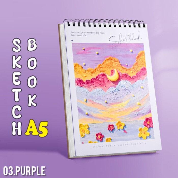 Gambar Sketchbook A5 Buku Gambar A5 Buku Sketsa Vertikal Jilid Spiral paper kertas - Purple dari royal creative undefined Tokopedia