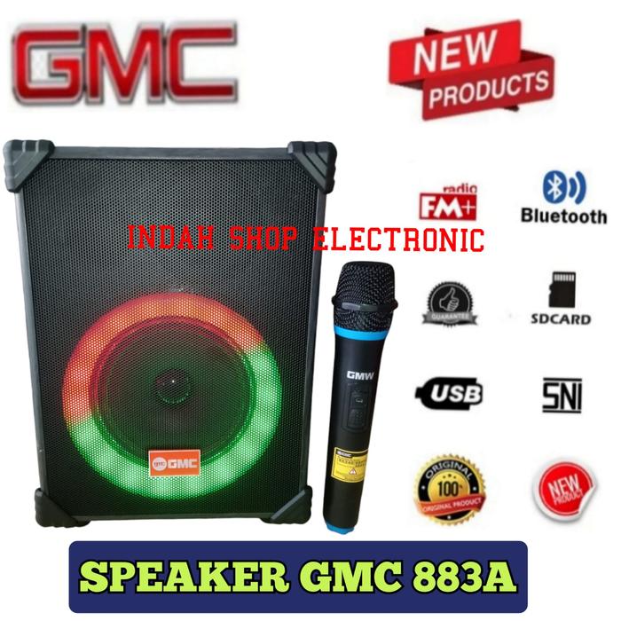 Gambar Speaker Portable GMC 899P Bluetooth + 2 Mic Wireless SUPER BASS 8INCH - 883A dari Indah Shop Electronic undefined Tokopedia