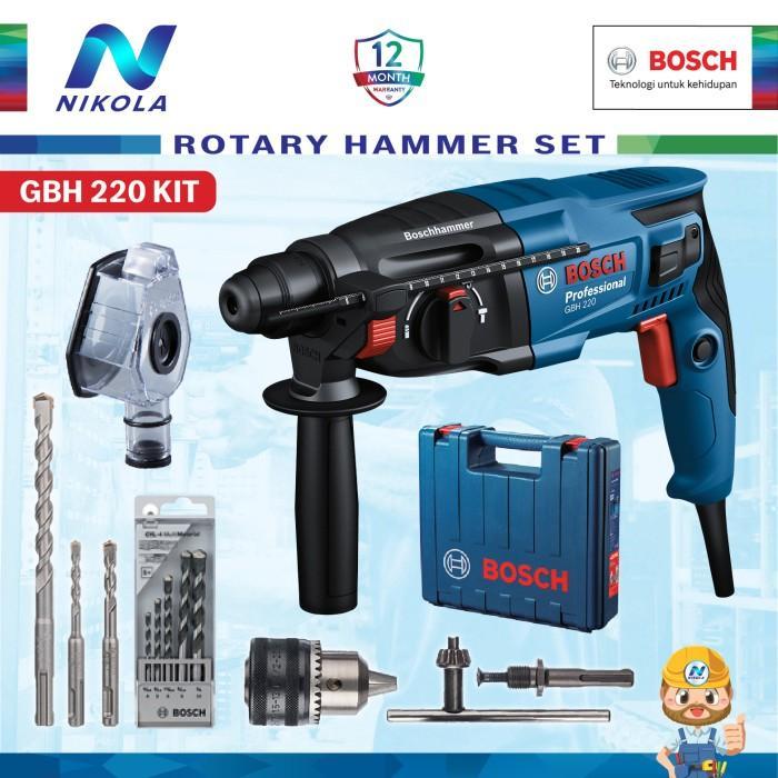 Jual ROTARY HAMMER GBH 220 KIT BOSCH MESIN BOR BOBOK ROTARY SET