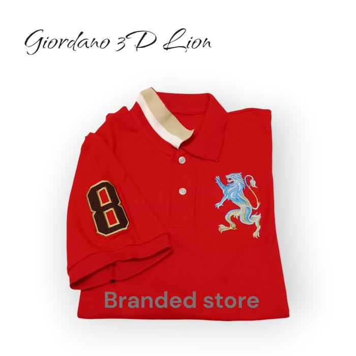 Gambar Giordano polo 3D lion T-shirt Kaos kerah Pria Dewasa Premium bordir slim fit - Merah, M dari Branded Store14 undefined Tokopedia