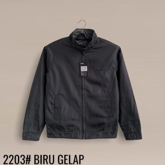Gambar INSTAN JAKET BOMBER IMPORT PRIA CASUAL MERK BOSS ORIGINAL KATUN BOLAK BALIK LARIS - biru gelap, XL BB 48-60KG dari JA OFFICIALL undefined Tokopedia