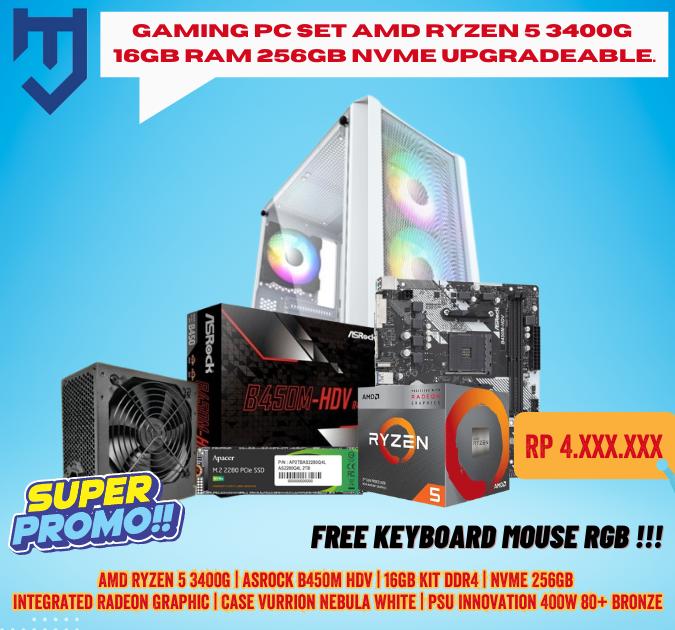 16gb Ram Gaming On Ryzen 3400g Jual BARU- Pc Gaming Ryzen 5-3400G
