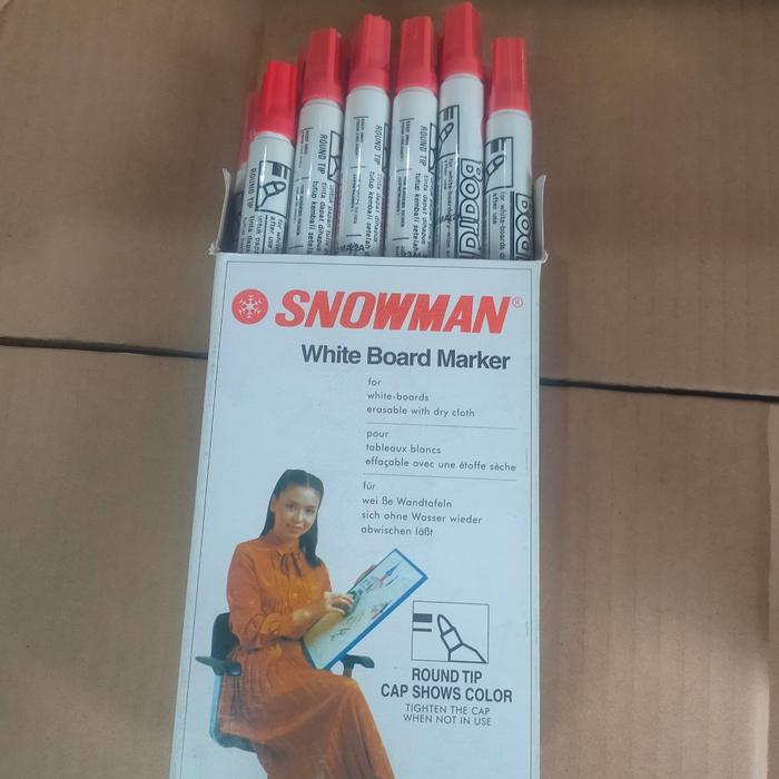 Gambar spidol snowman whiteboard bg satu lusin isi12pcs hitam, biru, merah, - Merah dari TALENTA STATIONERY. undefined Tokopedia