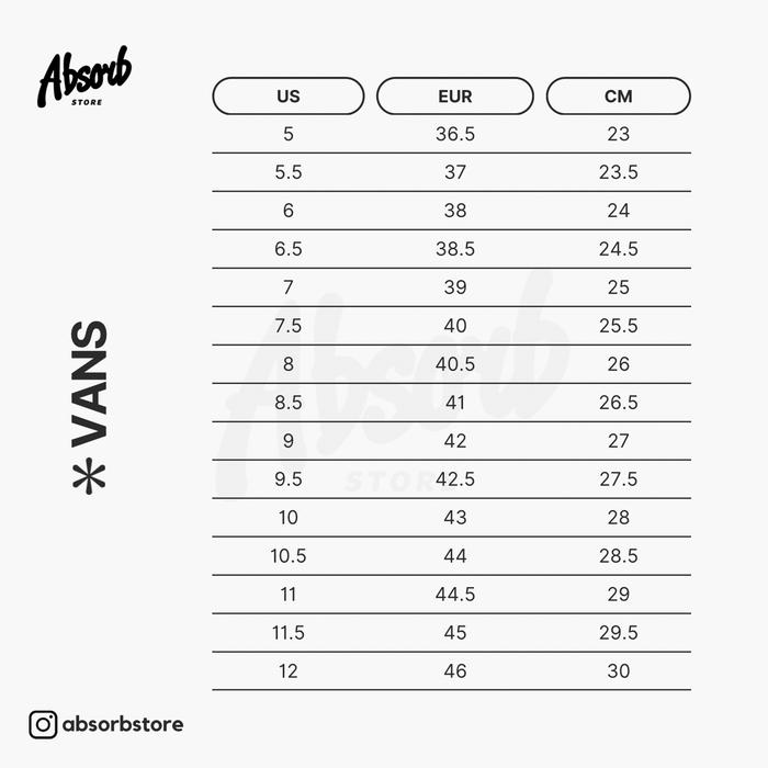 Size Guide Pointure Vans Shoes Vans Old Skool Bitter Chocolate