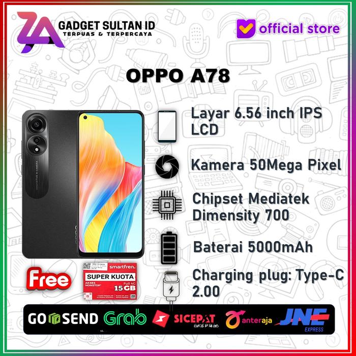 Gambar OPPO A78 5G 128GB 8 GB RAM | 256GB 8 GB RAM Garansi Resmi Indonesia - NON BUNDLING, 8/128GB BLACK dari GADGET SULTAN ID undefined Tokopedia