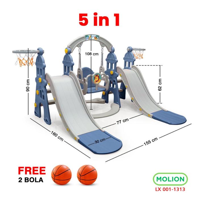 Gambar Prosotan Ayunan 5in1 Double Perosotan Seluncuran Mainan Anak HDPE Playground 001-M1313 - M1313 BIRU 5in1 dari Speedshome undefined Tokopedia