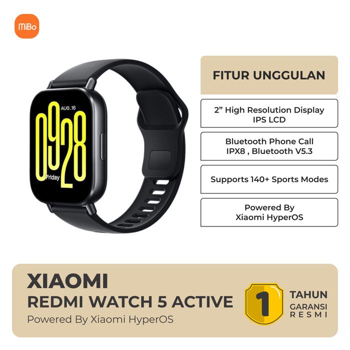 Gambar Xiaomi Redmi Watch 3 Active 1.83 Inch BT Call Garansi Resmi - 5 Active Black, + Adaptor dari MIBO undefined Tokopedia