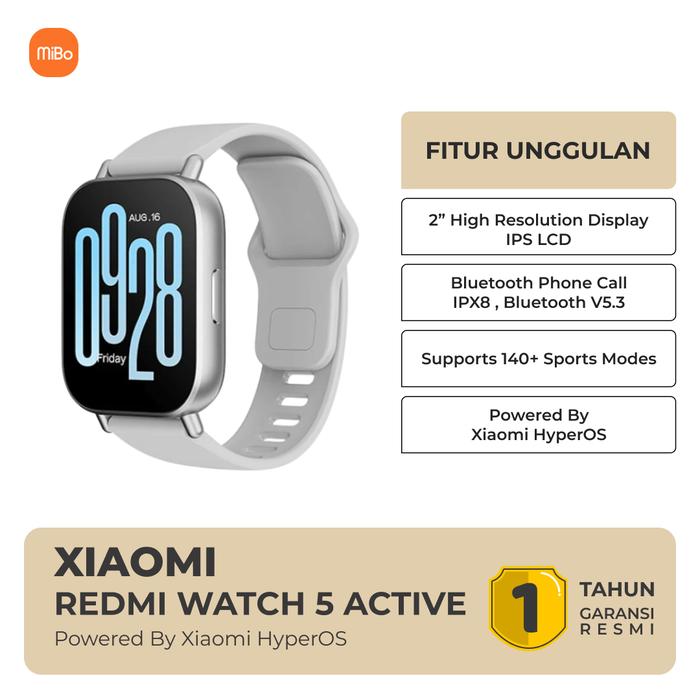 Gambar Xiaomi Redmi Watch 3 Active 1.83 Inch BT Call Garansi Resmi - 5 Active Silver, Unit Only dari MIBO undefined Tokopedia