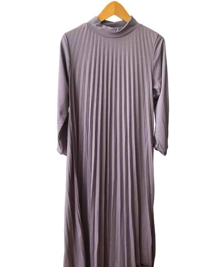 Gambar Dress Prisket Lengan Panjang Muslim Wanita Gamis Maxi Bumil FFDD033 - ABU dari Eve Maternity Store undefined Tokopedia