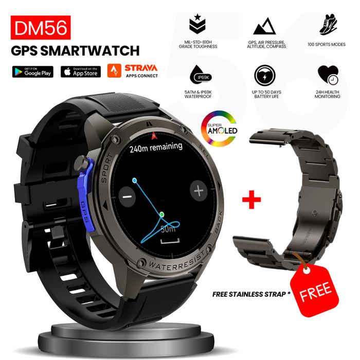 Gambar DM56 Smartwatch  Retina Amoled Smartwatch GPS Compass Altimeter Barometer 5 ATM IP69K - Black dari KOSPET Indonesia undefined Tokopedia