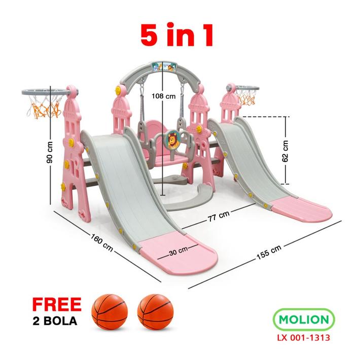 Gambar Mainan Prosotan Seluncuran Ayunan 5in1 Double Slide Perosotan Ganda Playground 001-M1313 - M1313 PINK 5in1 dari Speedshome Kab. Tangerang Tokopedia