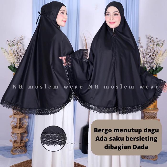 Gambar KERUDUNG BERGO UMROH DAN HAJI , BERGO PENUTUP DAGU BAHAN KATUN , BERGO BERKANTONG kode SAHARA-78 - Putih, XXXL dari NR Moslemwear undefined 5 Tokopedia