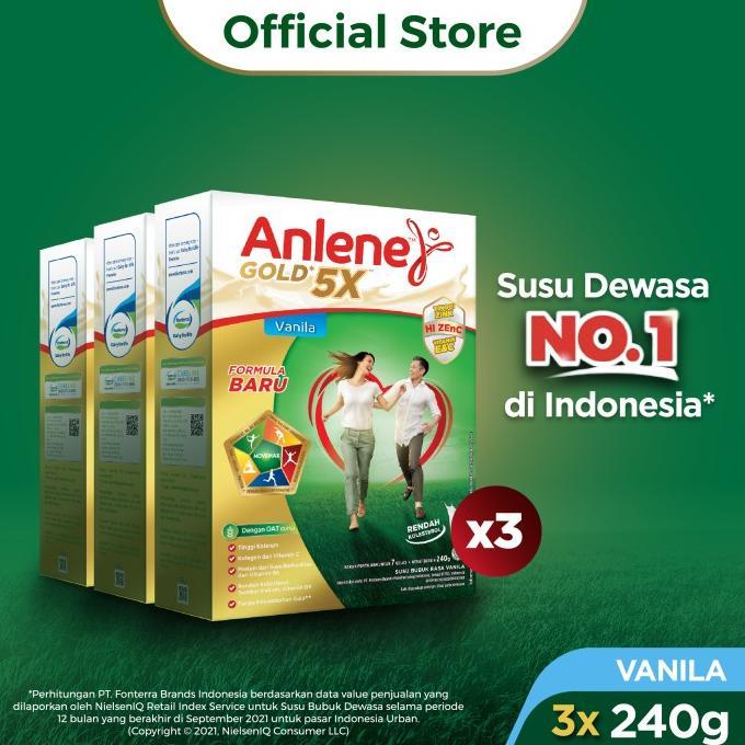 Gambar Anlene Gold 5X Susu Bubuk Dewasa Vanila 3X240G - Tulang & Sendi dari Nhyastore undefined Tokopedia