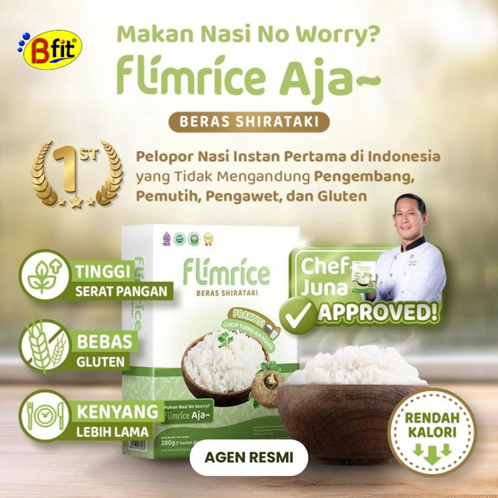 Gambar BFIT - Flimrice Nasi Shirataki (Nasi Diet) - 1 box isi 7 sachet - Nasi Instan Rendah Kalori Beras Porang dari Bfit Indonesia undefined Tokopedia