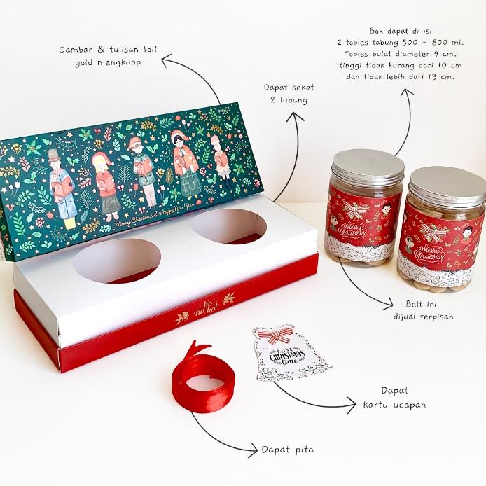 Gambar Box Natal Kemasan Toples Jar 500ml Dus Hampers Parcel Cookies Christmas - Isi 2 jar dari Karya Mulia Pack undefined Tokopedia