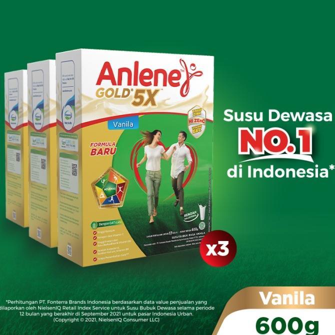 Gambar Anlene Gold 5X Susu Bubuk Dewasa Vanila 3 X 600G - Tulang & Sendi dari Wanela Outlet undefined Tokopedia